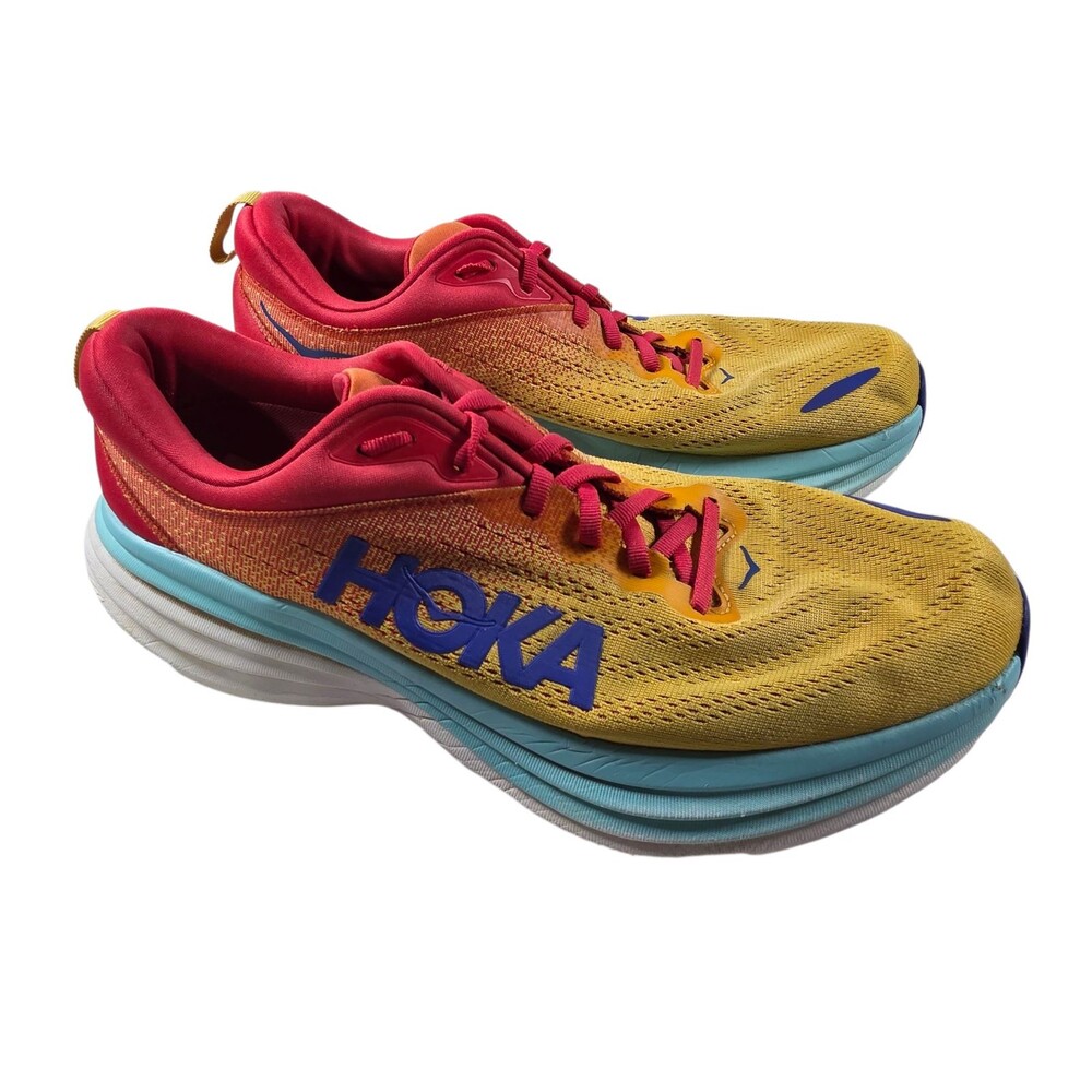Hoka‎ One One Bondi 8 Shoes Mens Size 12 D Yellow Running Athletic Jogging